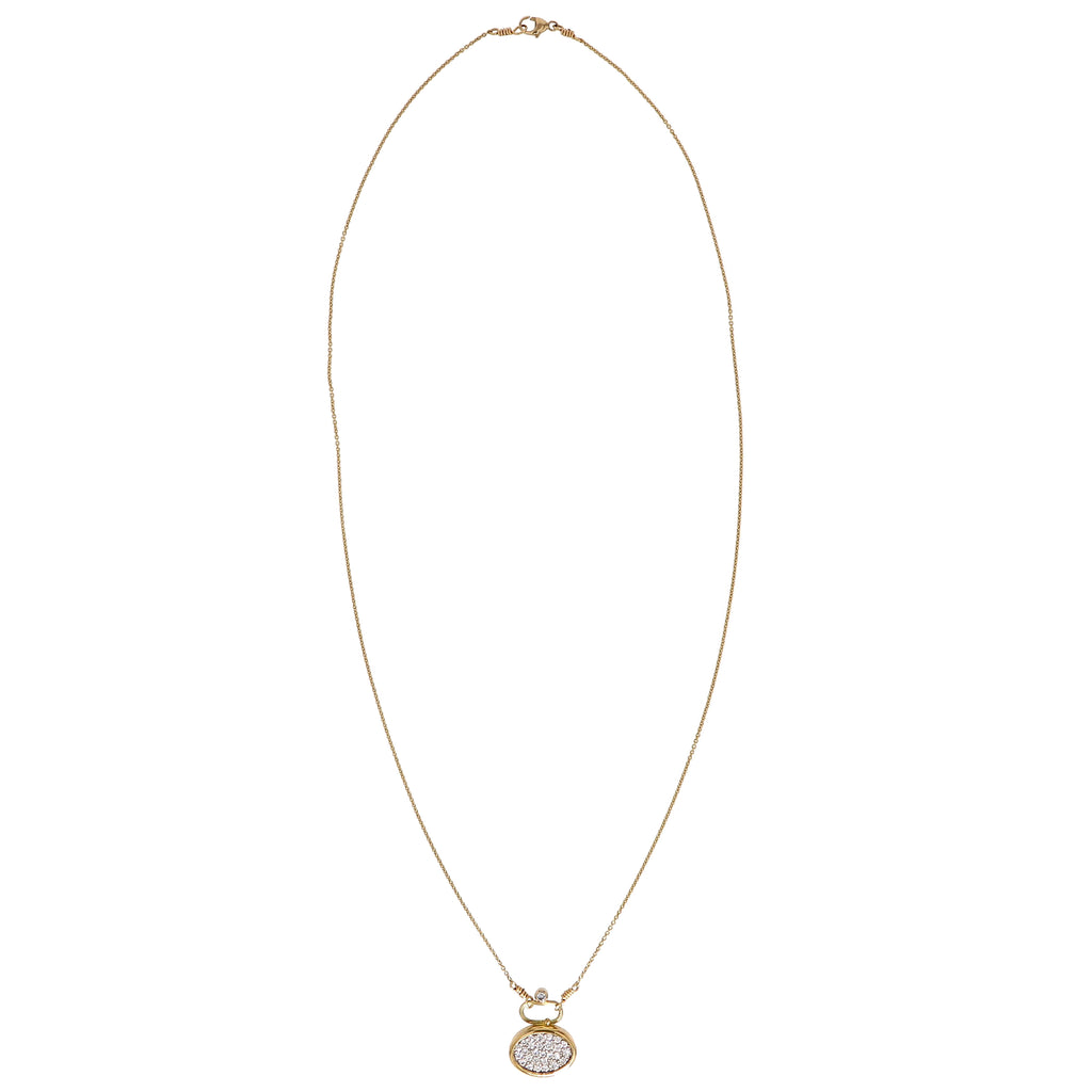 Pavé 18K & 22K Gold & Whitegold Necklace w. 28 Diamonds