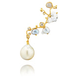 Filuka 18K Gold Earring w. Diamonds & Pearls