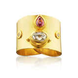 Halle B 18K Gold Ring w. Diamonds & Sapphires