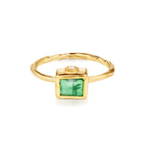 Seafire 18K Gold Ring w. Emerald & Diamond