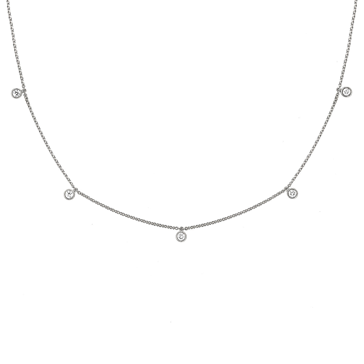Mini Choker Bezel 18K Whitegold Necklace w. Diamonds