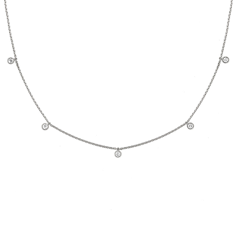 Mini Choker Bezel 18K Whitegold Necklace w. Diamonds