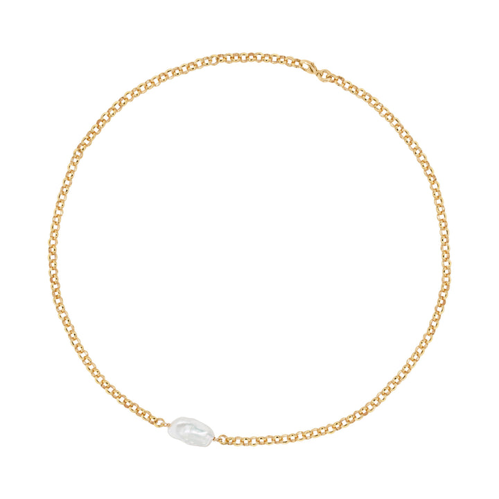 Biwa Delicate Gold Plated Necklace w. Pearl