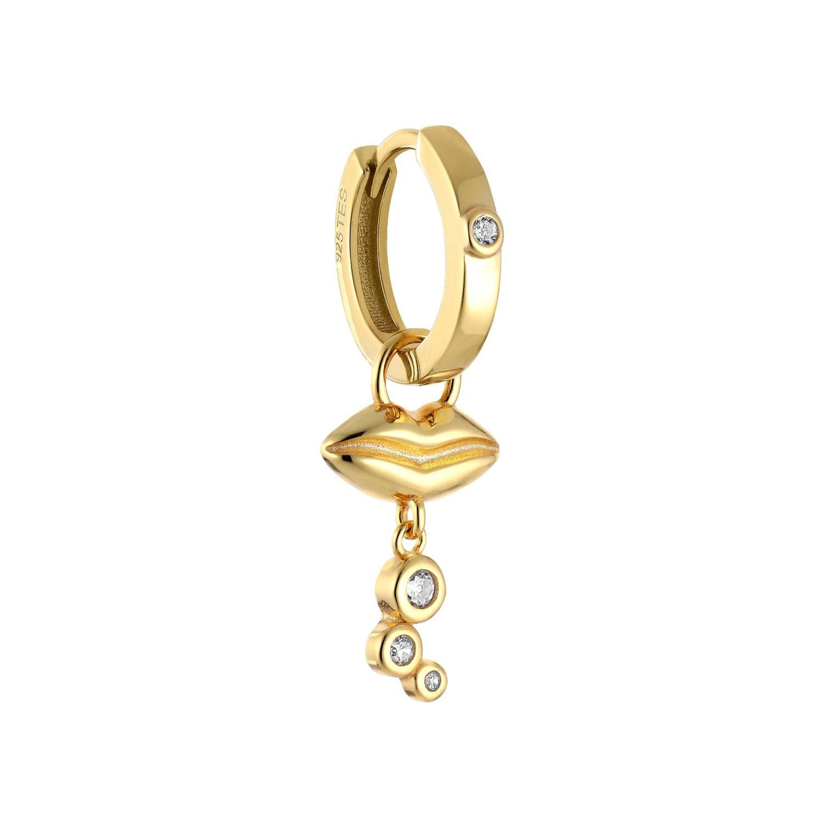 Boca 18K Gold Plated Huggie w. Zirconia
