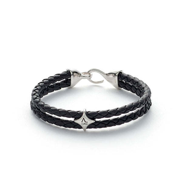 Black Bolo Rhodinated Silver Bracelet