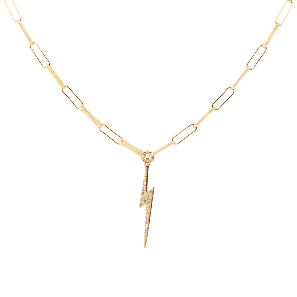 Bolt 18K Gold Plated Necklace w. Diamond