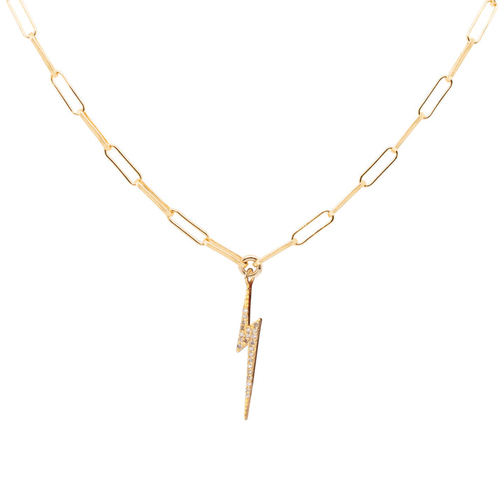 Bolt 18K Gold Plated Necklace w. Diamond
