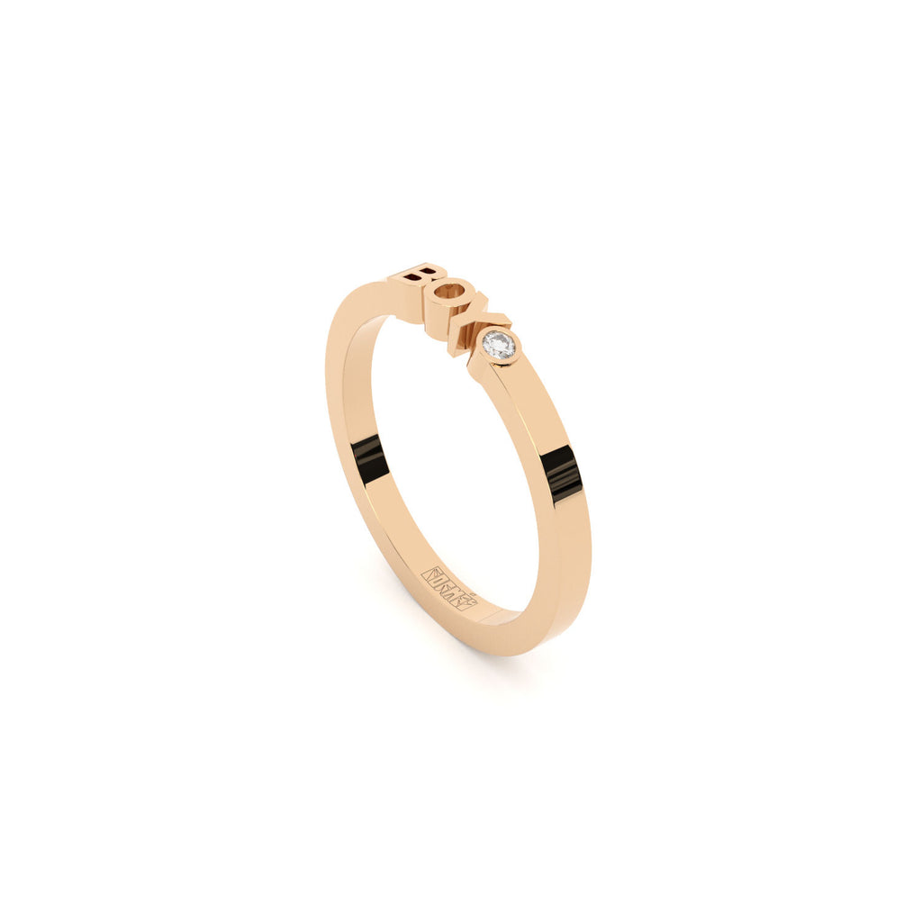 Becoming Boy 14K or 18K Rosegold Ring w. Lab-Grown Diamond