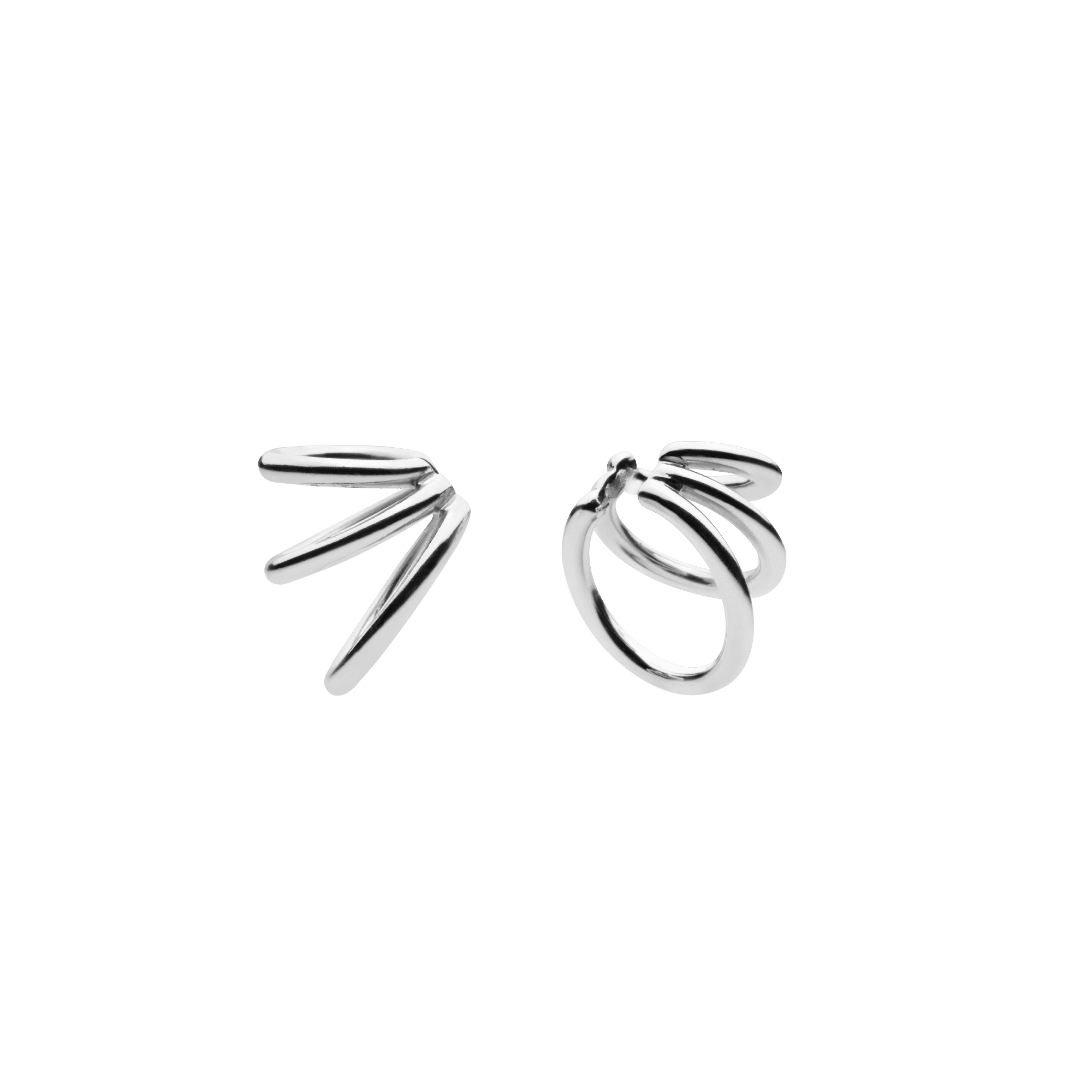 Bulky Spine Ear Cuffs Silver