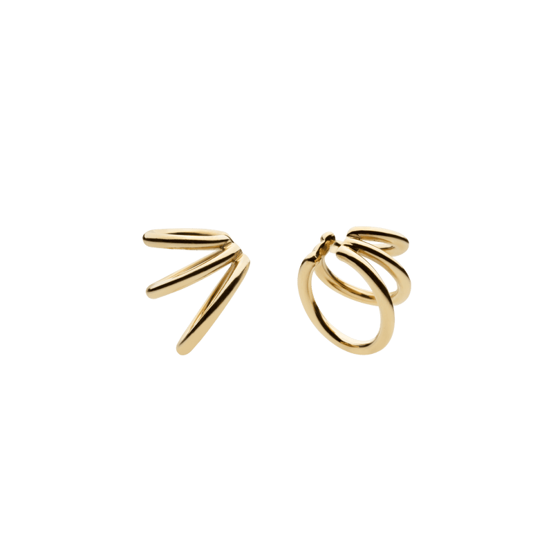 Bulky Spine Ear Cuffs Gold Plated