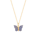 Butterfly Halskette 18K vergoldet mit blauem Zirkon