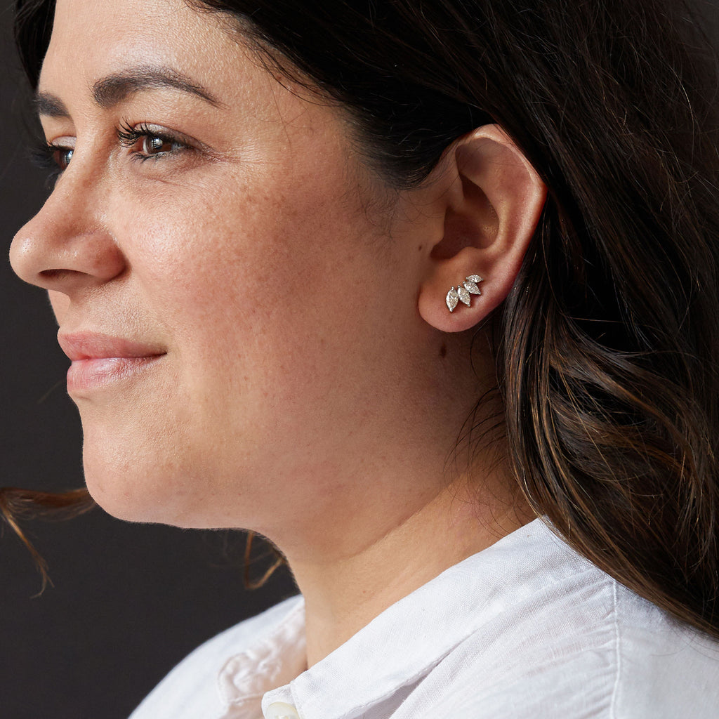 Marquise 4-Stone Arc 14K Hvidguld Ørering m. Lab-Grown Diamanter