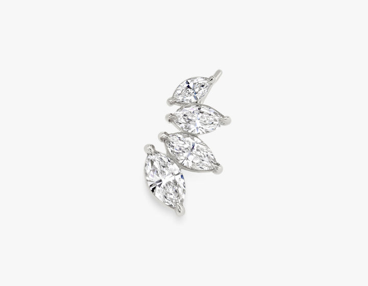 Marquise 4-Stone Arc 14K Whitegold Earring w. Lab-Grown Diamonds