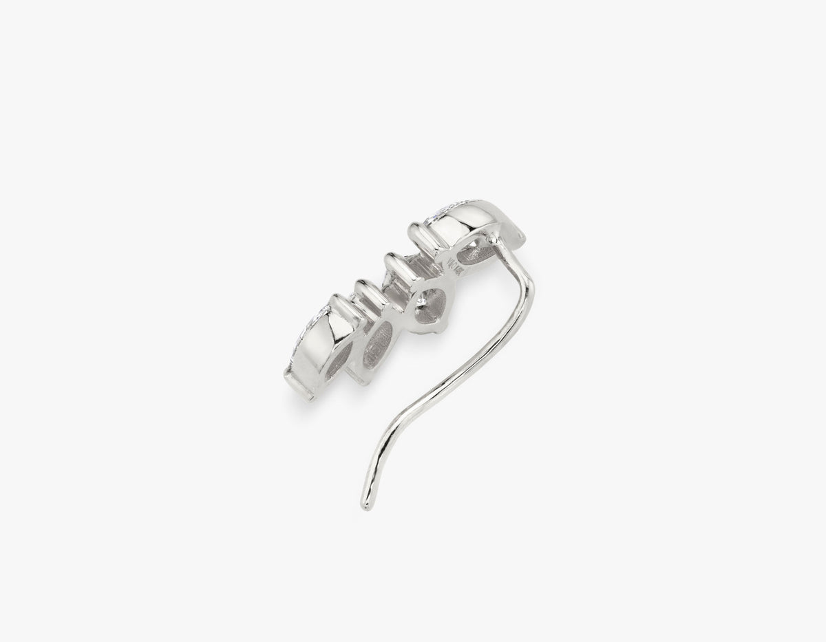 Marquise 4-Stone Arc 14K Hvidguld Ørering m. Lab-Grown Diamanter