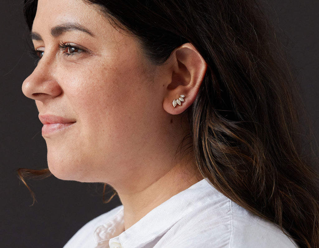 Marquise 4-Stone Arc 14K Guld Ørering m. Lab-Grown Diamanter