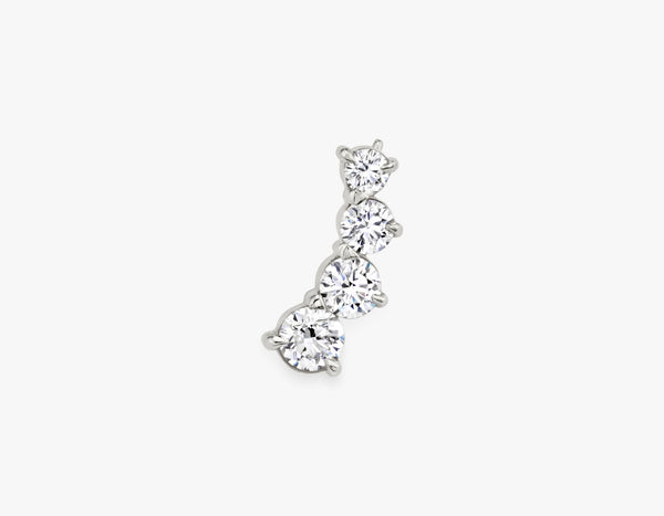 Brilliant Round 4-Stone Arc 14K Whitegold Earring w. Lab-Grown Diamonds