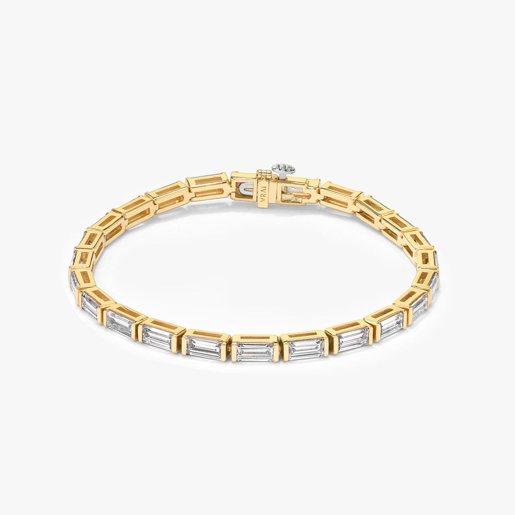 Baguette 14K Gold Tennis Bracelet w. Lab-Grown Diamonds