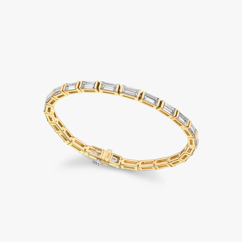 Baguette 14K Gold Tennis Bracelet w. Lab-Grown Diamonds