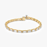 Baguette 14K Gold Tennis Bracelet w. Lab-Grown Diamonds