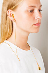Dobbelt earphone halskæde/øreringe Forgyldt