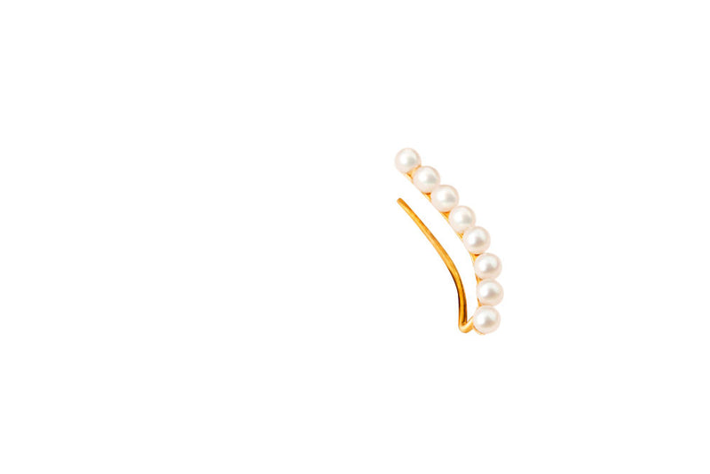 Iris long Gold Plated Earring w. Pearls