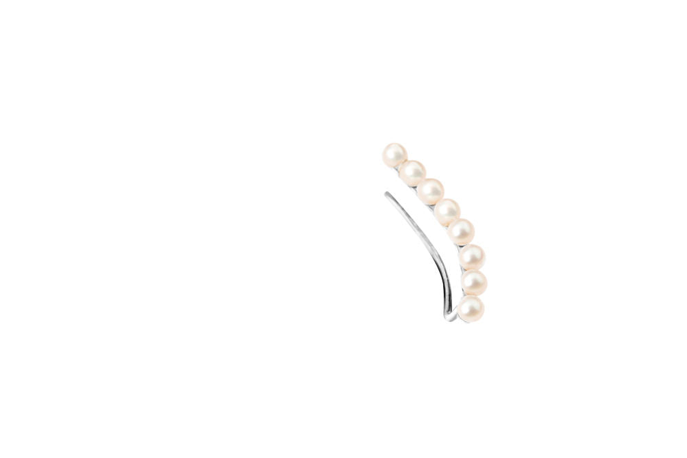 Iris long Silver Earring w. Pearls