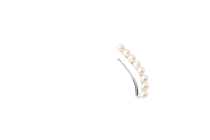 Iris long Silver Earring w. Pearls