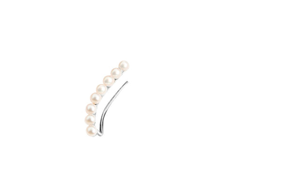 Iris long Silver Earring w. Pearls