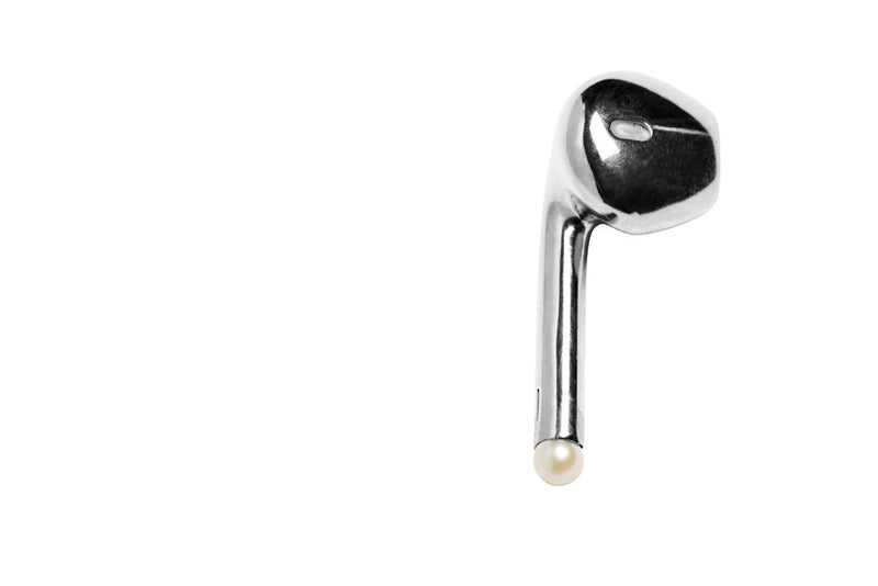 Earphone Ohrring aus Silber I 1 Perle 