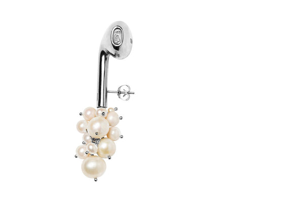 Earphone Ohrring I Perlen-Cluster Silber