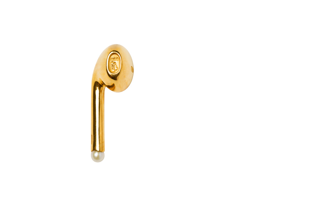 Earphone Gold Plated Earring w. Pearl