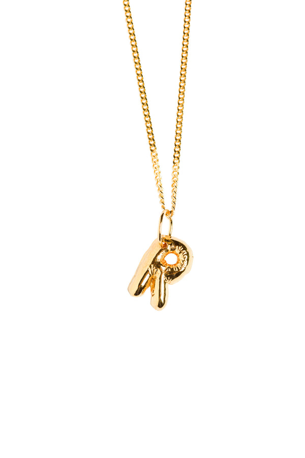 Letter R Gold Plated Necklace