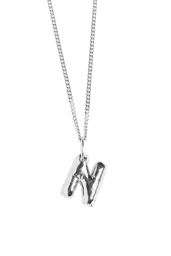 Letter N Silver Necklace