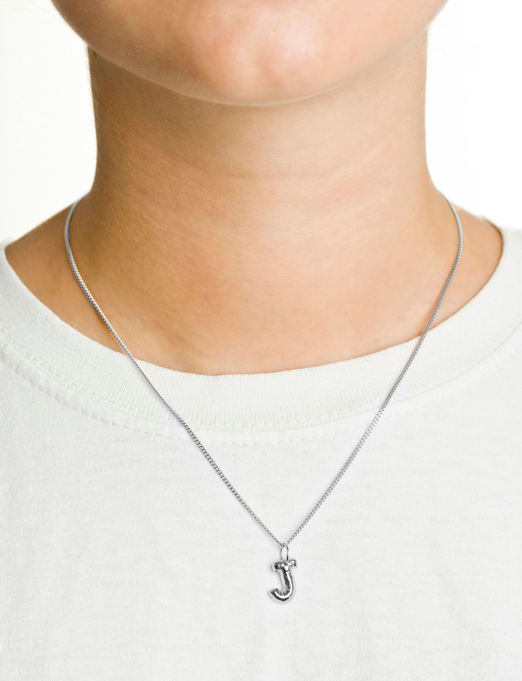 Letter J Silver Necklace