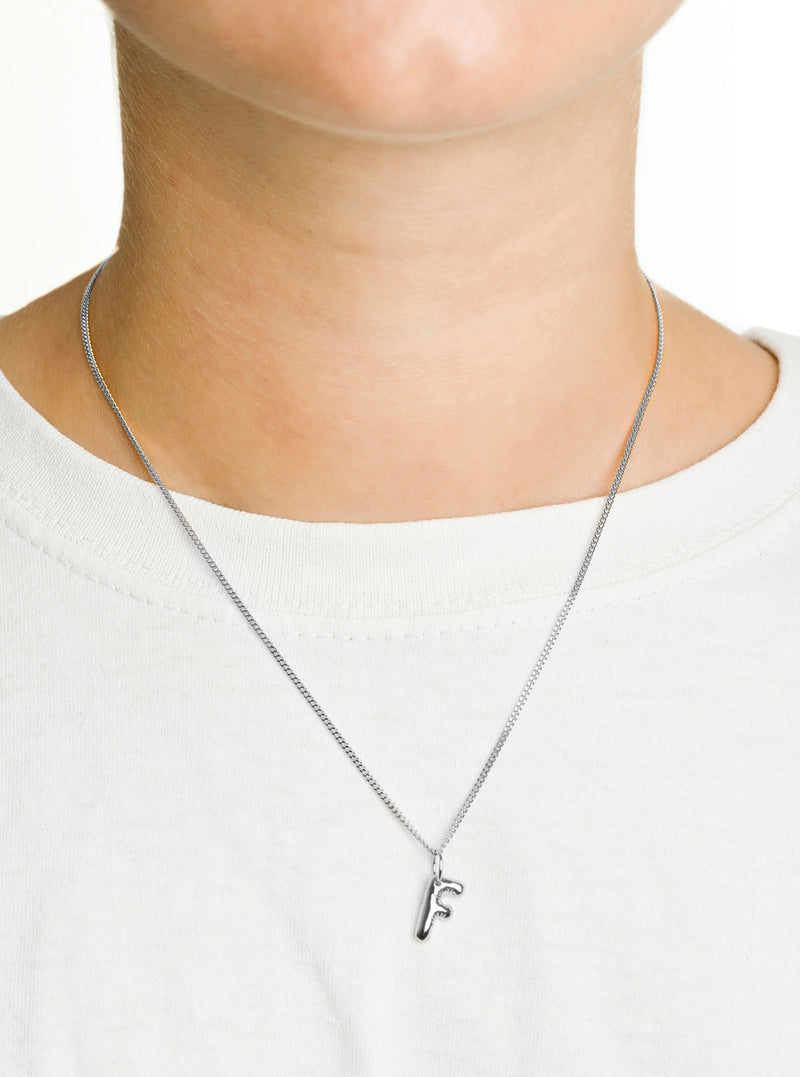 Letter F Silver Necklace