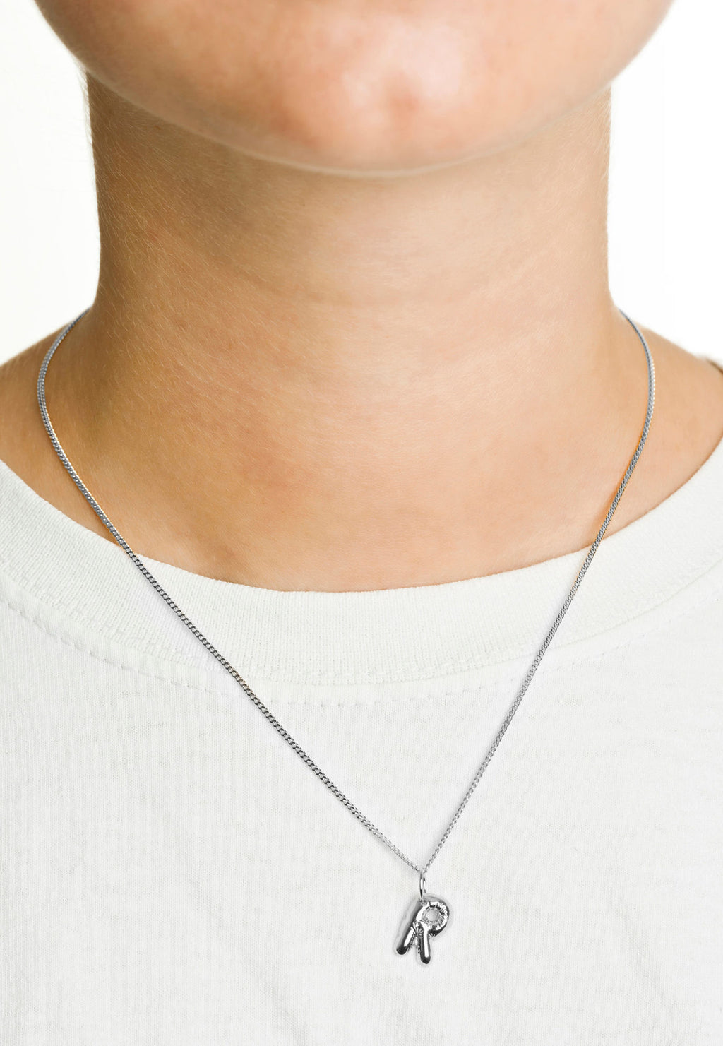 Letter R Silver Necklace