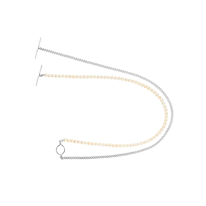 Iris dobbelt sølv halskæde w. Perler