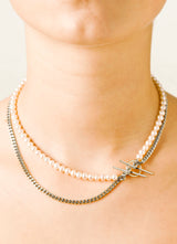 Iris double Silver Necklace w. Pearls