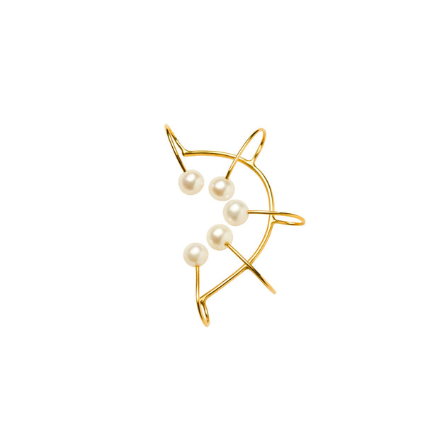 Iris concha Gold Plated Ear Clip w. 5 Pearls