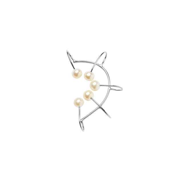 Iris concha Silver Ear Clip w. 5 Pearls