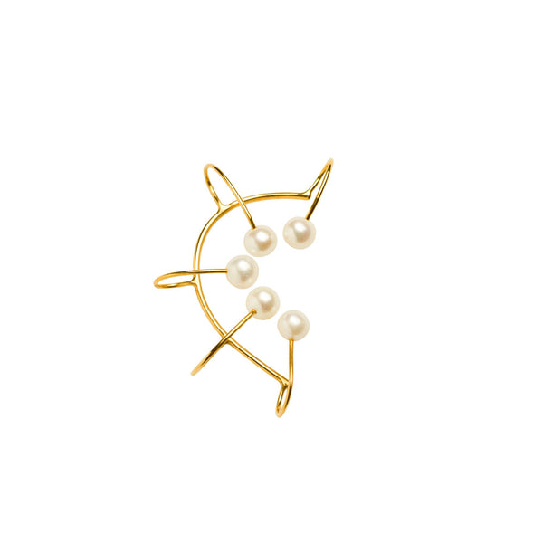 Iris concha Gold Plated Ear Clip w. 5 Pearls