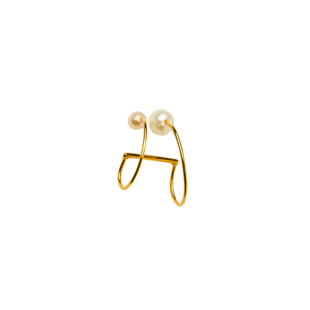 Iris Gold Plated Ear Clip w. 2 Pearls