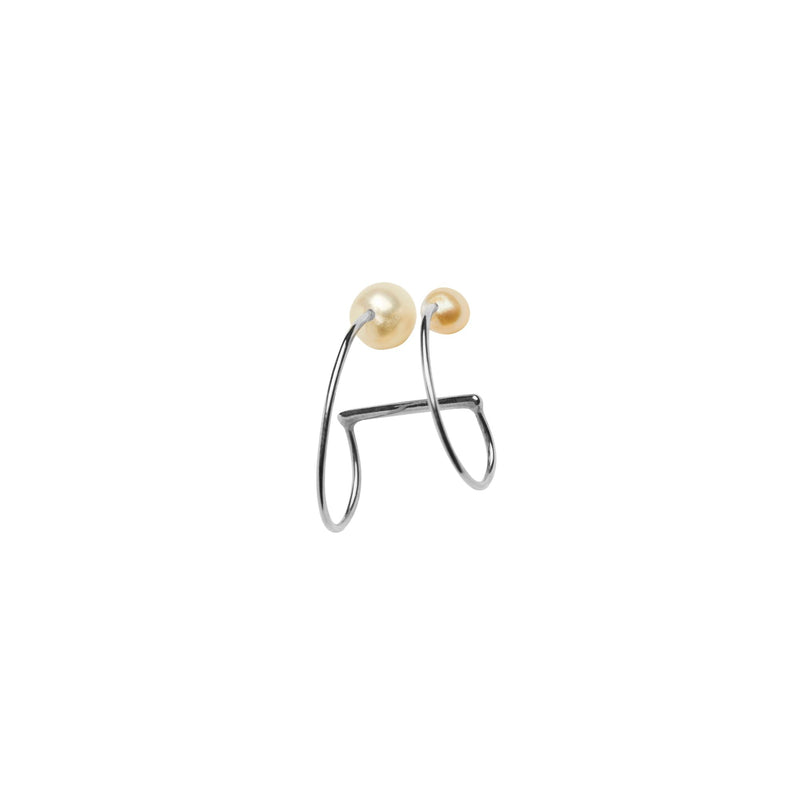 Iris Silver Ear Clip w. 2 Pearls