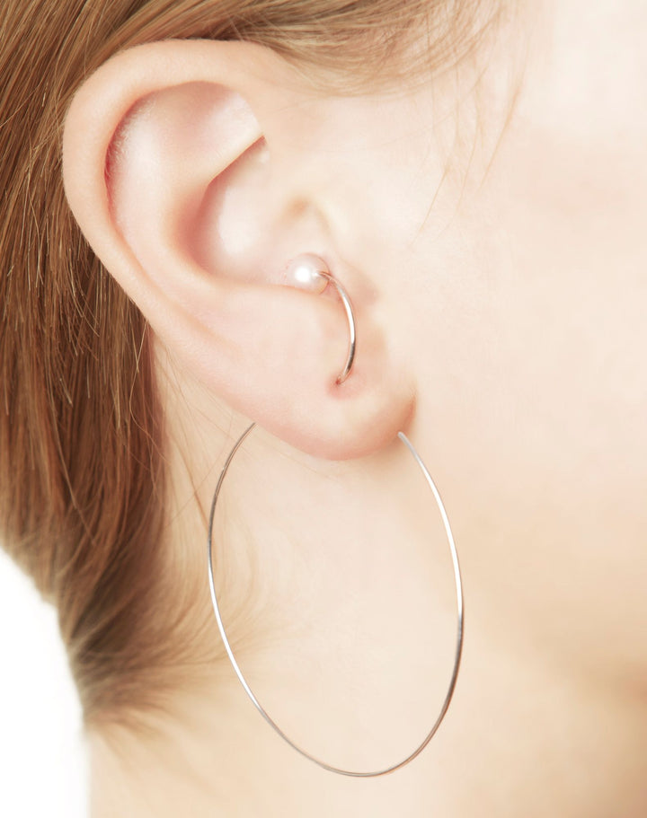 Iris Silver Hoops w. 1 Pearl