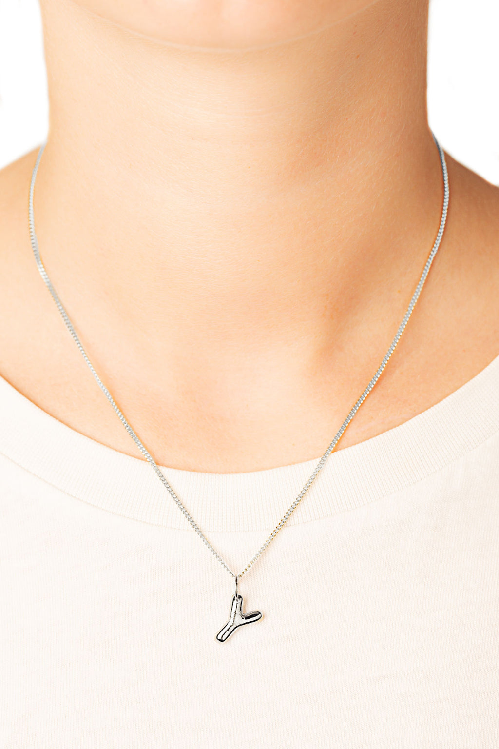 Letter Y Silver Necklace
