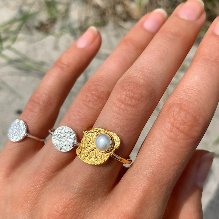 GEMMA Ring I Vergoldet I Perle