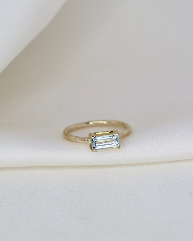 Nord Blue 18K Guld Ring m. Akvamarin & Diamant