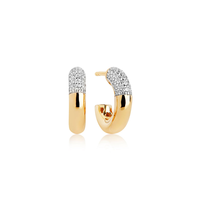 Cannara Piccolo Gold Plated Hoops w. White Zirconias