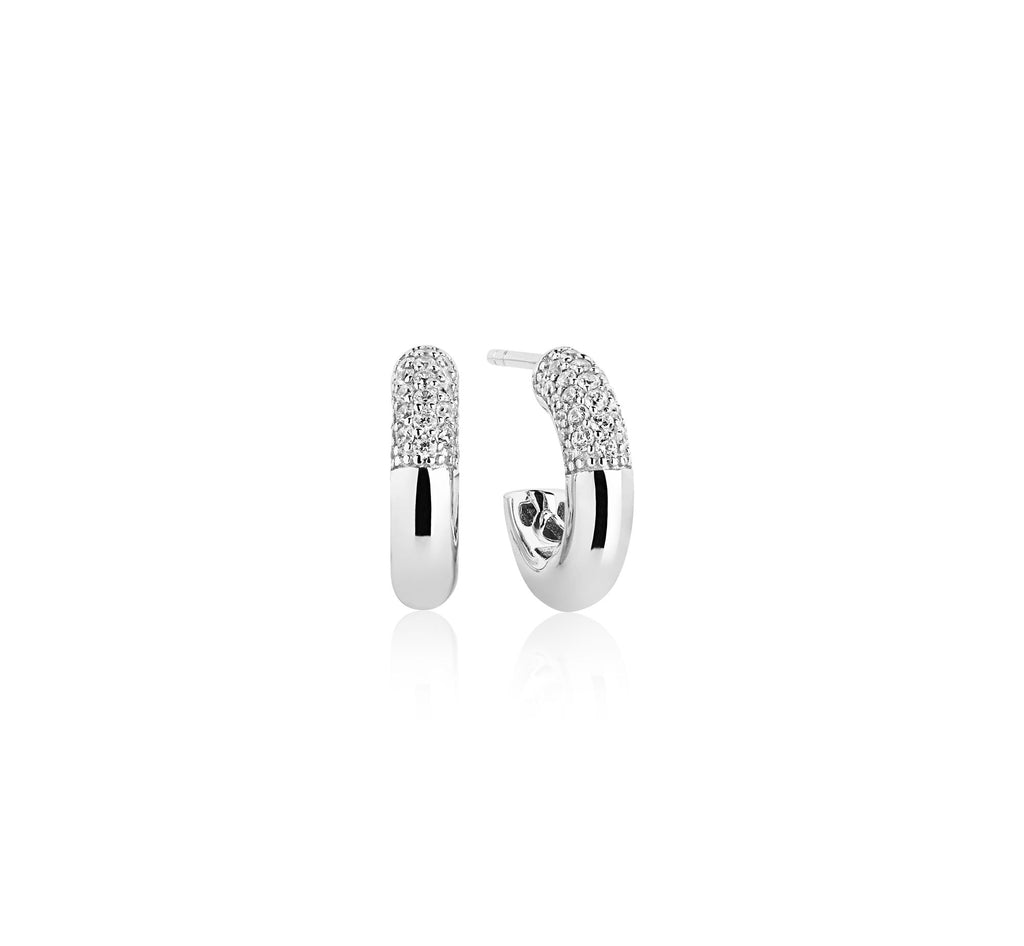Cannara Piccolo Silver Hoops w. White Zirconias