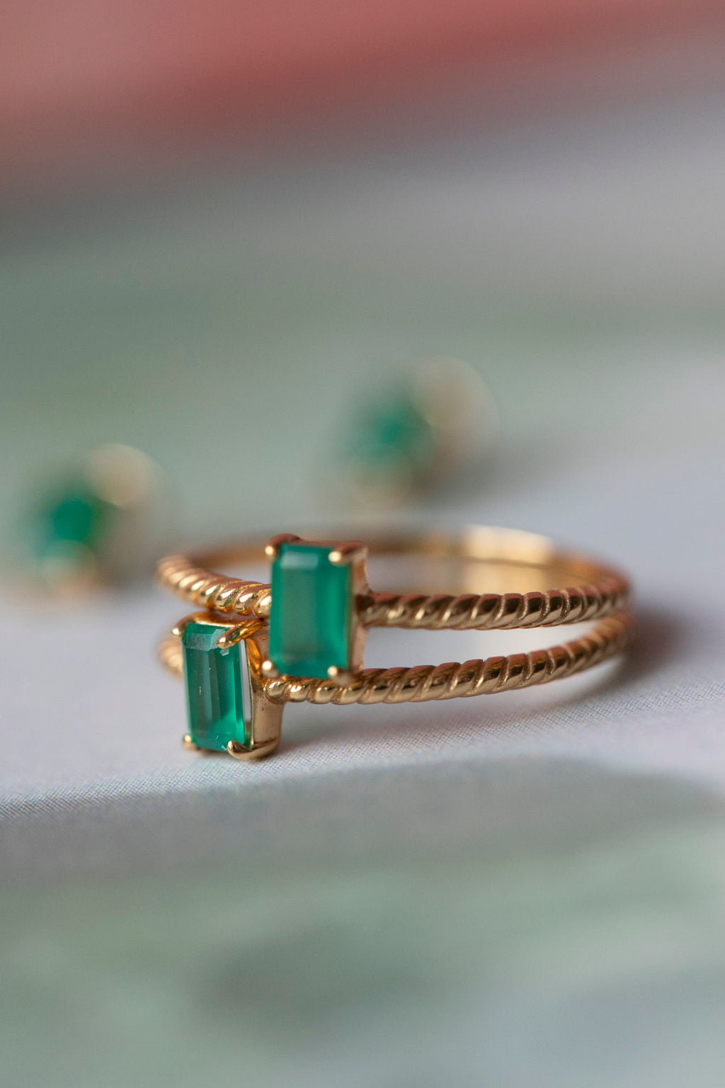 Gem Candy Grøn 18K Forgyldt Ring m. Agat